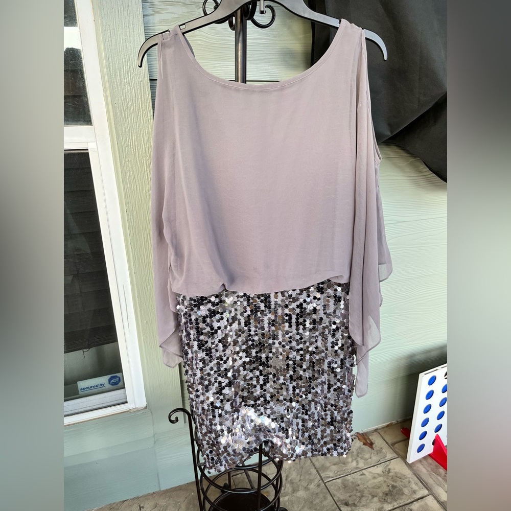 Gray and Sparkling Silver Dress Size 9 (Medium)